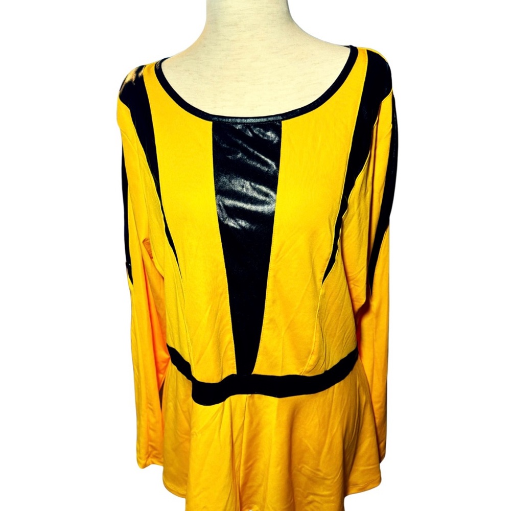 Futuristic Baddie Ashley Stewart Yellow and Black Blouse Sz 14/16‎
